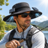 Solar Fan Hat with Dual Cooling Fans, Wide Brim Outdoor Sun Hat