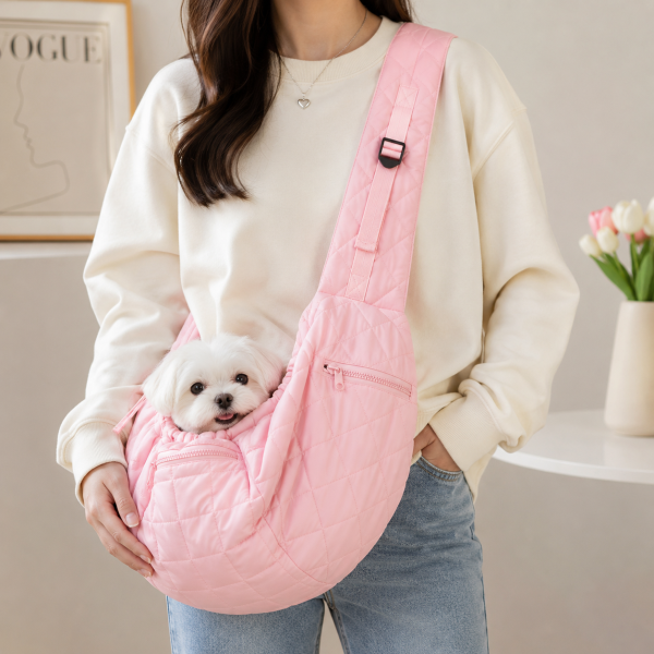 1pc Quilted Pet Bag for Cats & Small Dogs|Small pet Sling Carrier